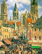 Camille Pissaro The Old Market Town at Rouen oil on canvas